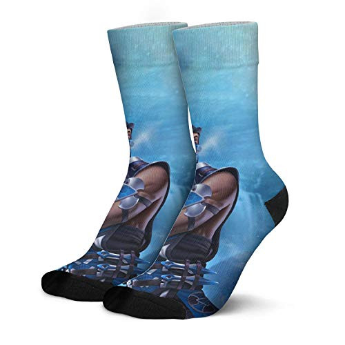Men Mortal_Kombat_Sub_Zero_blue_7_ Socks Long Athletic Crew Socks Printed