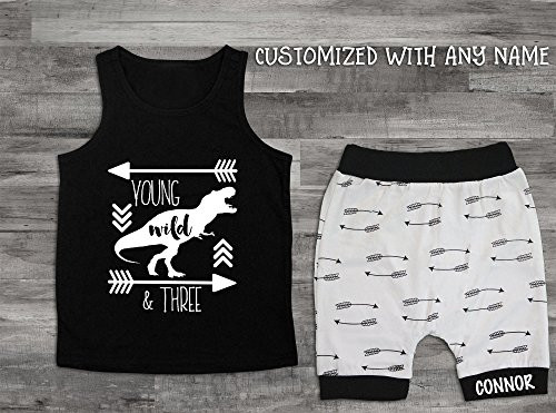 Dinosaur Young Wild and Three Shirt Three Shirt 3rd Birthday Shirt Toddler 3rd Birthday Boy's 3rd Birthday Shirt 3rd Birthday Wild and Three