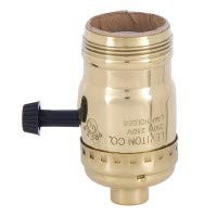 B and P Lamp Turn Knob 3_Way Socket _ Polished and Lacq. Brass Shell with UNO Thread