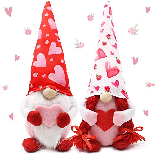 1 2 3PC Valentines Gnomes Plush Decorations _Valentines Day Mr  and  Mrs Handmade Swedish Tomte Stuffed Gnomes Plush Doll Ornaments_Scandinavian Folklore Decor_Valentines Table Gnomes Decor_ Gift _2PC B_