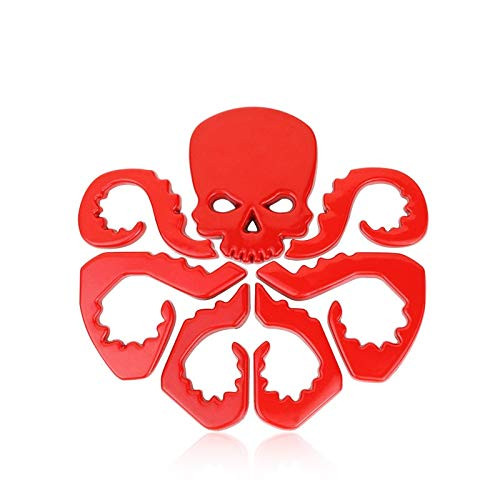 Car Stickers Red Skull 3D Stereoscopic Personalized car Logo Stickers Avengers Hydra Metal car Body Paste Tail Stickers _Color   Red_