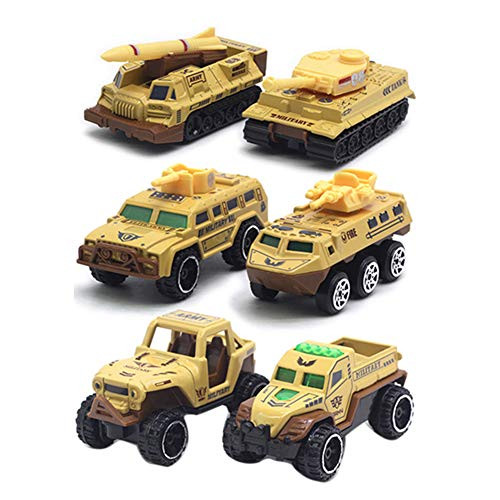 BYyushop Vehicle Model Toy Set for Kids_6Pcs Alloy Car Model Children Engineering Farmer Tank Vehicle Toy Car Collection Great Holiday Birthday Gifts E