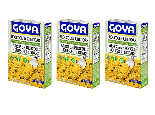 Goya Broccoli  and  Cheddar Country Style Rice  and  Cheese Sauce Rice_ _3 Pack_ Total of 21oz_