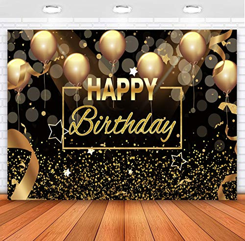 Sensfun Black Gold Happy Birthday Backdrop Sparkle Glitter Golden Balloon Bokeh Circles Dots Photography Background Men Women 30th 40th 50th 60th Birthday Party Decorations Photo Banner Prop 7x5ft Sensfun Black Gold Happy Birthday Backdrop Sparkle Glitter Golden Balloon Bokeh Circles Dots Photography Background Men Women 30th 40th 50th 60th Birthday Party Decorations Photo Banner Prop 7x5ft