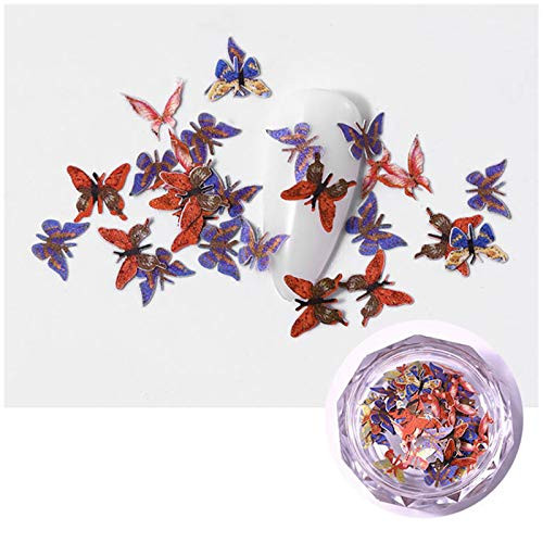 Fanteecy 12 Colors Butterfly Glitter Nail Sequins _ 3D Nail Art Flakes Colorful Confetti Glitter Sticker Decals Manicure Nail Art Design Makeup DIY Decoration _K_
