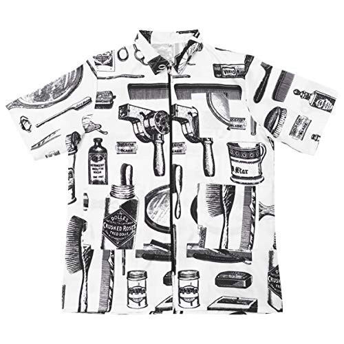 Lurrose Barbers Apron Hairdresser Grooming Smocks Short Sleeve Hair Stylist Jacket Cosmetology Uniform Cape for Salon Worker Size L White