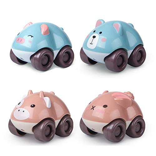 JENPECH 4Pcs Cartoon Animal Shape Pushing Sliding Magnetic Car _ Toy of The Year Finalist_A Fun Game Developed by Educators Cognition Preschool Learning  and  Educational Toy for Baby Age 3 Plus  B