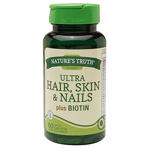 Nature's Truth Ultra Hair_ Skin  and  Nails plus Biotin Coated Caplets _ 60 ct_ Pack of 2