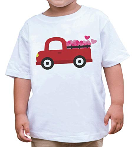 7 ate 9 Apparel Kid's Love Truck Valentine's Day T_Shirt 4T White