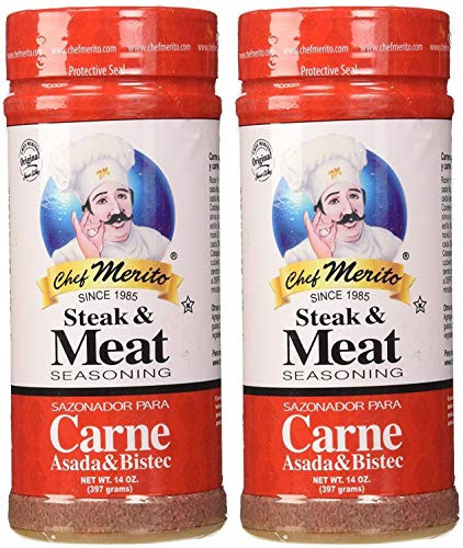 Chef Merito Steak  and  Meat Seasoning Powder Carne Asada  and  Bistec 14 oz_ Pack of 2 _ Chicken Nuggets_ Thighs_ Steak Seasoning_ Grilled_ Meat Seasoning