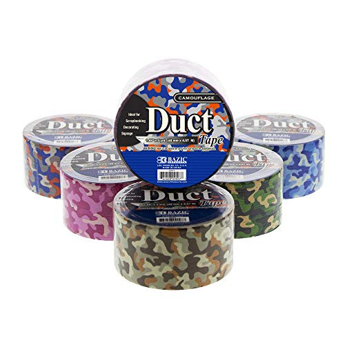 BAZIC 1.88 inch  X 5 Yards Camouflage Duct Tape_ Printed Pattern_ Craft Art Tapes_ Great for Decoration Party School Gift Present Wrapping Packing_ 6_Pack