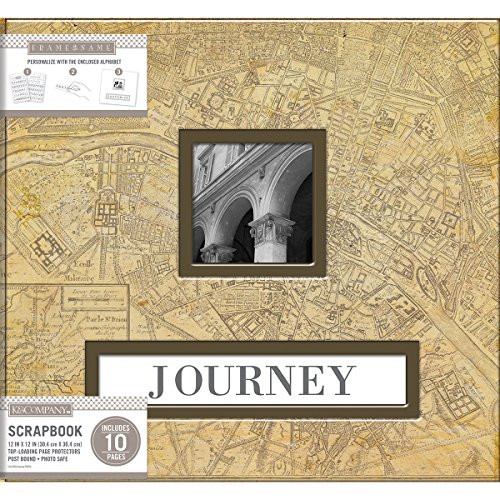 K and Company Frame_A_Name Post Bound Album 12 inch X12 inch _Vintage Map