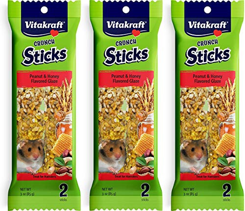 Vitakraft 3 Pack of Peanut and Honey Crunch Sticks Hamster Treats_ 2 Sticks Each Vitakraft 3 Pack of Peanut and Honey Crunch Sticks Hamster Treats_ 2 Sticks Each