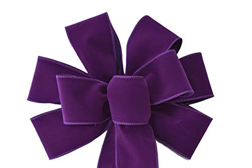 Purple Velvet 10 inch  Wired Purple Velvet Outdoor Wreath Bows