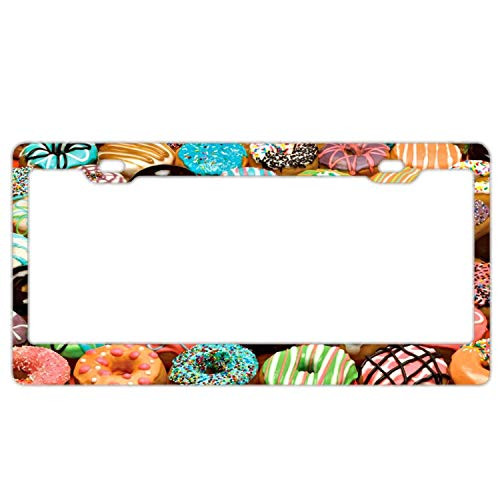 Rossne G sun Widescreen Donuts Personalized Universal License Plate Frame Humor Car Tag Frame Aluminum License Plate Holder 2 Hole and Screws