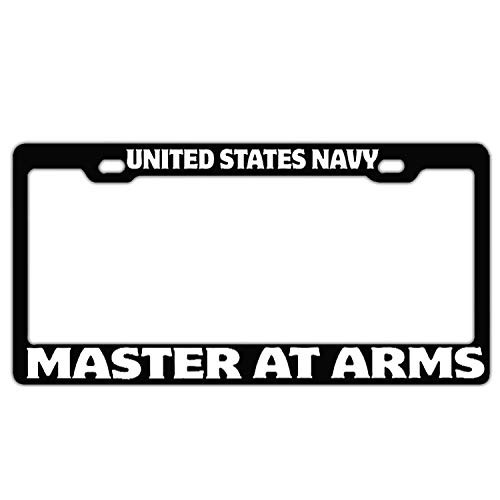 Rossne G sun Us Navy Master at Arms Black Metal License Plate Frame_ License Plate Frame Cover Holder_ Car Tag Frame