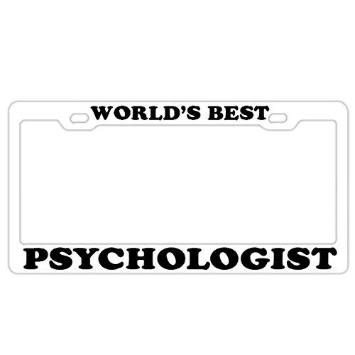 Rossne G sun World's Best Psychologist White License Plate Frame 2 Holes and Screws Car Tag Frame Humor License Plate Holder for Us Vehicles Humor