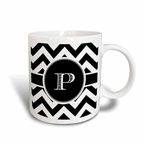 3dRose Black And White Chevron Monogram Initial O Ceramic Mug_ 11 oz