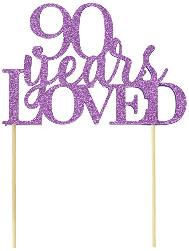 All About Details Purple 90-Years-Loved Cake Topper