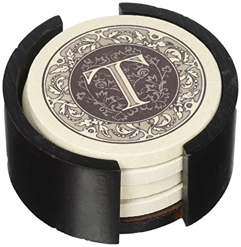 Thirstystone TSMT-H92 Monogram 4 Piece Coaster Set with Circular Holder, Multicolor