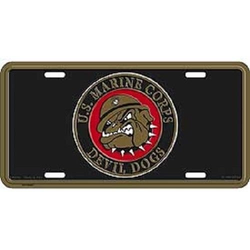 K's Novelties Marines Marine USMC Devil Dogs Semper Fi 6 inch x12 inch  Aluminum License Plate Tag