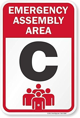 DYLAN MILLER Safety Sign _ Emergency Assembly Area C Sign DYU0526 8 x 12 Inches Metal Sign Durable Indoor and Outdoor Signs_ Street Signs
