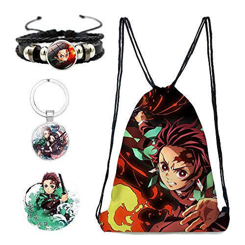 Demon Slayer Drawstring Bag Gift Set Demon Slayer Kimetsu No Yaiba Gift Set for Anime Fans Include 1 Drawstring Bag 1 Buttons 1 Keychain and 1 Bracelet _Color G_ Demon Slayer Drawstring Bag Gift Set Demon Slayer Kimetsu No Yaiba Gift Set for Anime Fans Include 1 Drawstring Bag 1 Buttons 1 Keychain and 1 Bracelet _Color G_