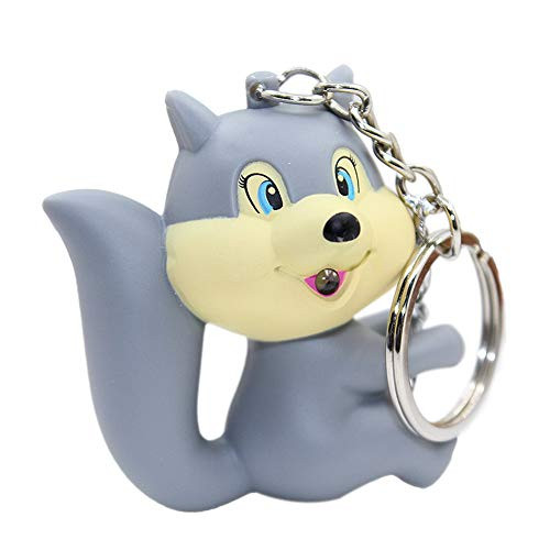 E_House Pop Keychain Gifts Keychains for Women Cartoon Squirrel Keychain LED Light Sound Key Ring Holder Hanging Decoration _ Grey