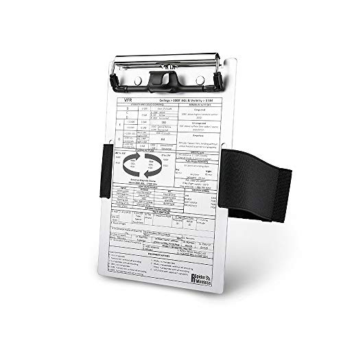 R SPIDER WIRELESS Pilot Kneeboard _VFR__ Aluminum Kneeboard with Metal Clip and Pen Holder_ Durable Elastic Strap