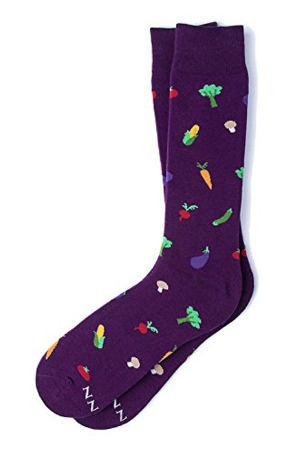 Men's Hipster Designer Vegetables Veggie Out Funky Novelty Crew Dress Socks _Purple_ Men's Hipster Designer Vegetables Veggie Out Funky Novelty Crew Dress Socks _Purple_