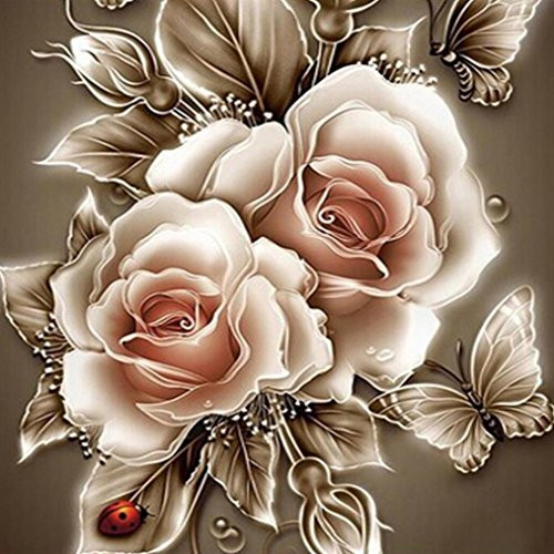 DIY 5D Diamond Painting_ Staron Retro Rose Flower Wall Art Decor Cross Stitch Kit Crystals 5D Diamond Painting Rhinestone Pictures Embroidery Arts Home Decor _E_