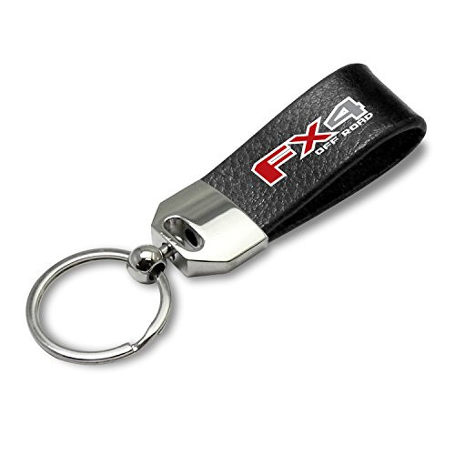 iPick Image _ Large Genuine Black Leather Loop Strap Key Chain _ Ford F_150 FX4 Off Road