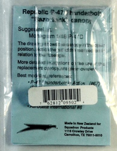 Squadron Products P_47 Vacuform Razorback Canopy