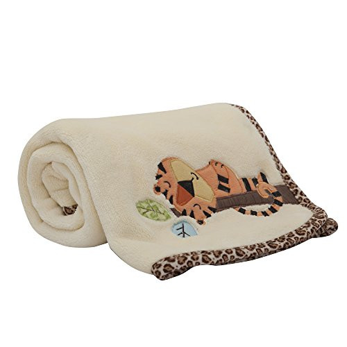 Lambs & Ivy Treetop Buddies Tiger Blanket, Brown/Cream Lambs & Ivy Treetop Buddies Tiger Blanket, Brown/Cream