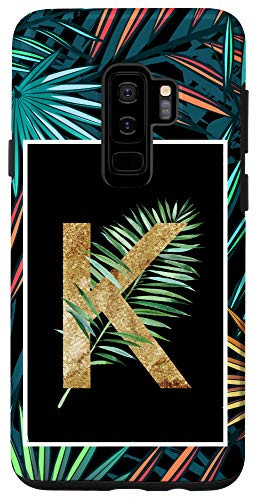 Galaxy S9 Plus  Initial Floral Phone Case Capital Letter K Monogram Tropical Case