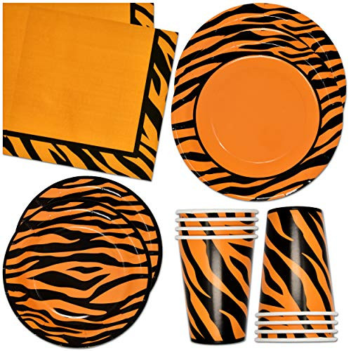 Tiger Stripe Party Supplies Tableware Set 24 9 inch Plates 24 7 inch Plate 24 9 Oz. Cups 50 Lunch Napkins for Tigers Animal Print Jungle Safari Forest Wild Zoo Pals Baby Shower Birthday Disposable Paper Goods Tiger Stripe Party Supplies Tableware Set 24 9 inch Plates 24 7 inch Plate 24 9 Oz. Cups 50 Lunch Napkins for Tigers Animal Print Jungle Safari Forest Wild Zoo Pals Baby Shower Birthday Disposable Paper Goods