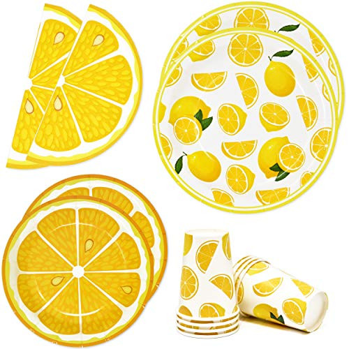 Yellow Lemon Citrus Fruit Party Supplies Tableware Set Includes 24 9 inch Paper Plates 24 7 inch Plate 24 9 Oz Cups 50 Lunch Napkins for Lemons Lemonade Summer Tropical Themed Disposable Birthday Dinnerware Yellow Lemon Citrus Fruit Party Supplies Tableware Set Includes 24 9 inch Paper Plates 24 7 inch Plate 24 9 Oz Cups 50 Lunch Napkins for Lemons Lemonade Summer Tropical Themed Disposable Birthday Dinnerware