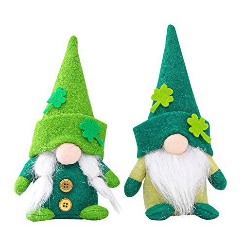 2Pcs St.Patrick's Day Gnome_Rainbow Tomte Handmade Irish Leprechaun Nisse for Irish Saint Paddy's Day Gift Shamrock Elf Dwarf Scandinavian Folklore Household Ornaments St.Patrick's Day Decoration _C_