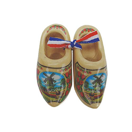 Essence of Europe Gifts E.H.G Wooden Shoe Dutch Landscape Design Natural _4 inch _