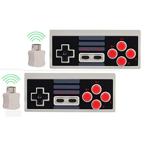 MOYEEL Wireless Controller Compatible with NES Classic Mini Edition(2-Pack),No-Wired Joypad Gamepad with 2.4G Wireless Receiver for NES Classic Gaming System Console