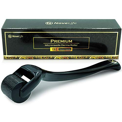 NoveLife Derma Roller 0.3mm Microneedle Kit for Face_ Body_ Beard  and  Hair Growth _ Premium 192 Titanium Microneedling _ Beard Roller _ Facial Skincare Microdermabrasion Dermaroller for Men  and  Women