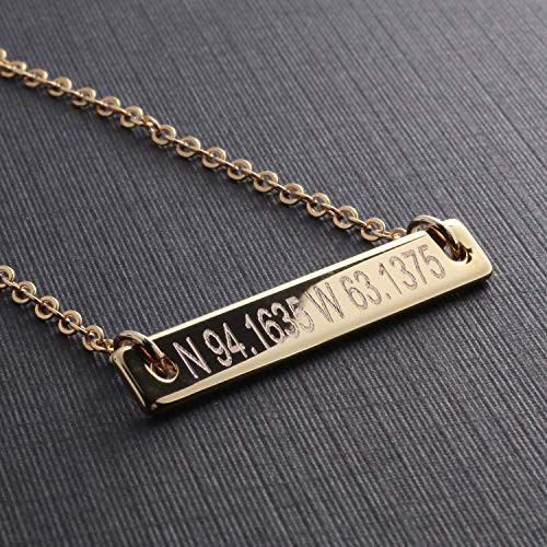 Absolute rate Coordinate bar necklace _ Dainty Bar Diamond Engraving Personalized Necklace Wedding Graduation Birthday Best Graduation Day gift