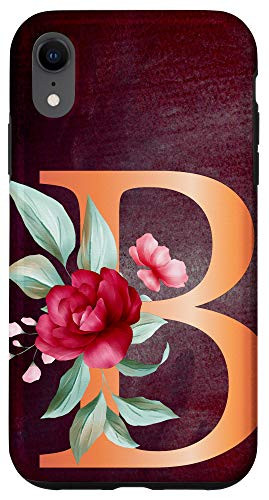 iPhone XR Letter B Alphabet Pink Flower Monogram Case