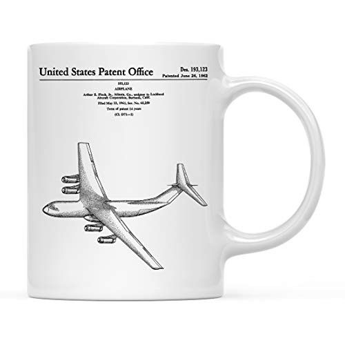 Andaz Press Planes_ Trains_ Automobiles Patent Print 11oz. Coffee Mug Birthday Christmas Gift_ Lockheed C_141 Starlifter Patent Mug_ 1_Pack_ Airplane Decor_ USAF_ Aviation Mug
