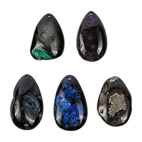 arricraft 5PCS Natural Stone Pendants Nature Agate Big Charms Mixed Shape Gemstone Beads Pendants for Bracelet Necklace Jewelry Making Findings_Mixed Color