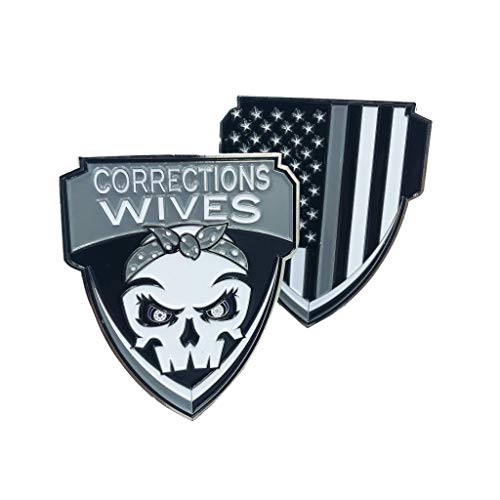 E_008 Corrections Wives Challenge Coin Thin Gray Line CO Correctional Officer Prison Jail Wife