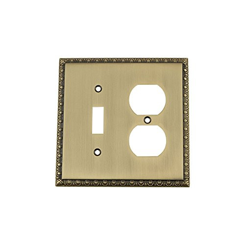 Nostalgic Warehouse 719767 Egg and Dart Switch Plate with Toggle and Outlet, Antique Brass