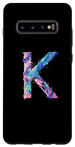 Galaxy S10 Plus  Cool Modern Letter K Abstract Paint Pattern on Black AAN012k Case