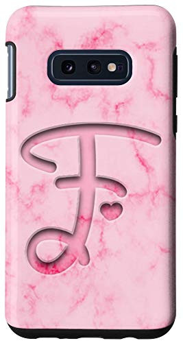 Galaxy S10e Monogram Initial Letter F with Heart _ Pink Case