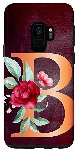 Galaxy S9 Letter B Alphabet Pink Flower Monogram Case